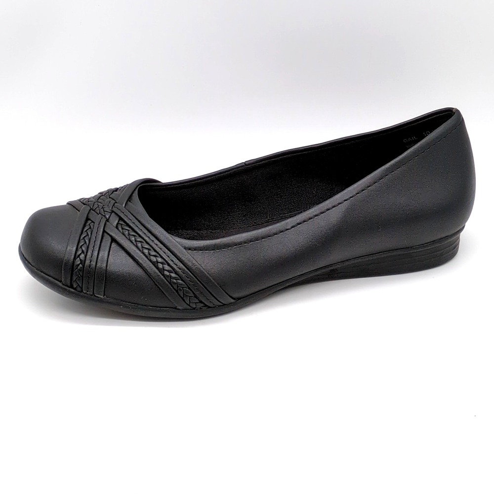 Yuu Shoes Womens Gail Black 10‎ Wide Slip On Ballet Flats Comfort Dressy